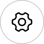 Gear icon in circular frame